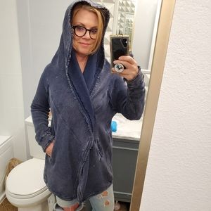 Free People Navy Blue Hooded Sweatshirt